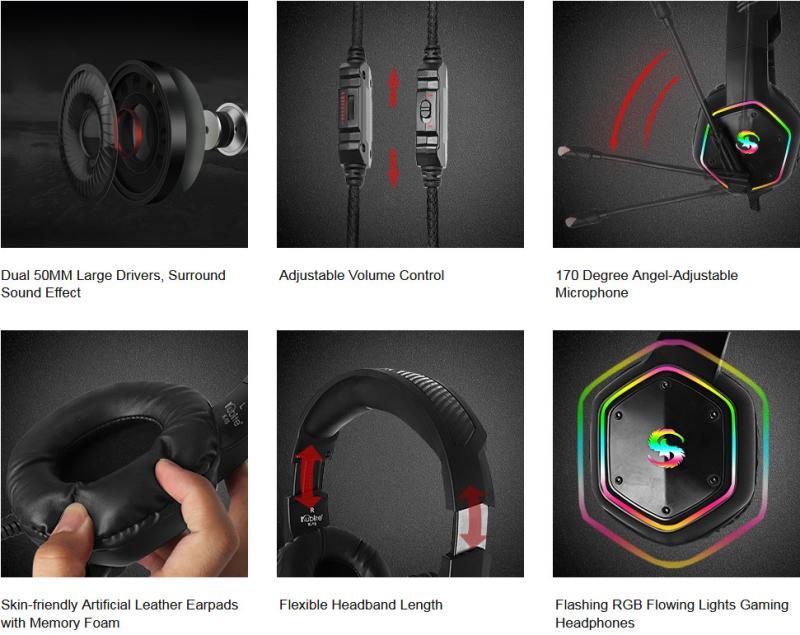 RGB lighting effect gaming headset